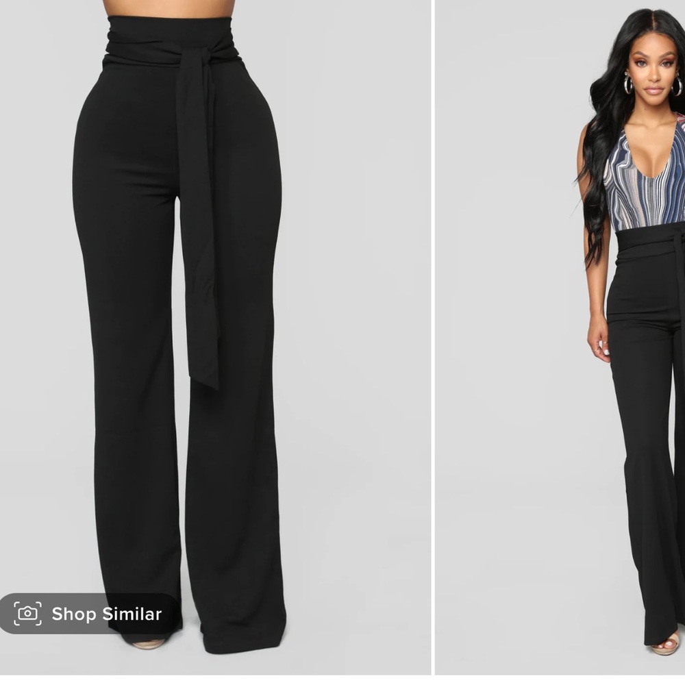 Black tie waist pants